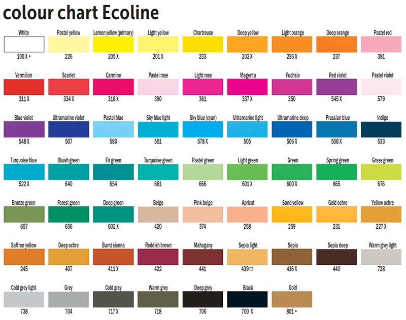 ecoline color chart